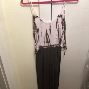 Maxi dress - tie die brown and white skinny straps